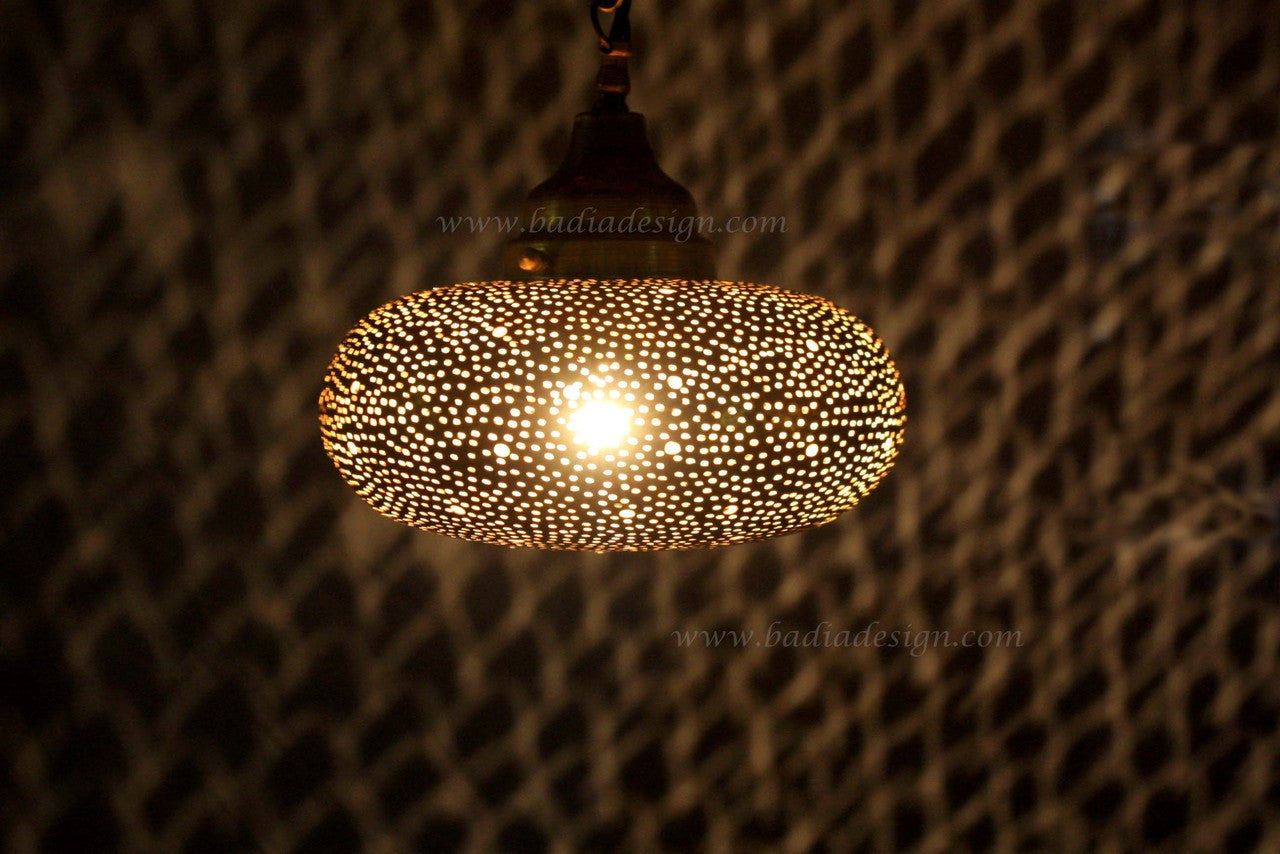 Hand Punched Hanging Brass Lantern