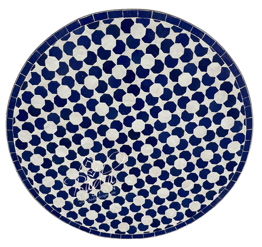 Blue and White Round Tile Table Top