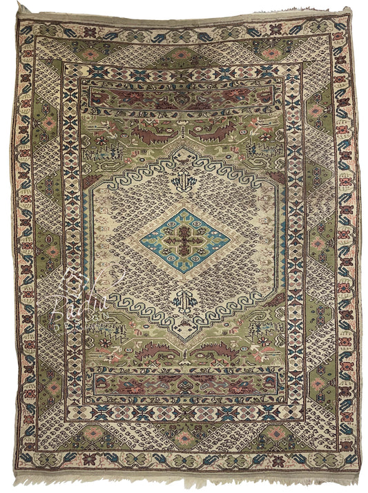 Green Multi-Color Handmade Moroccan Rug