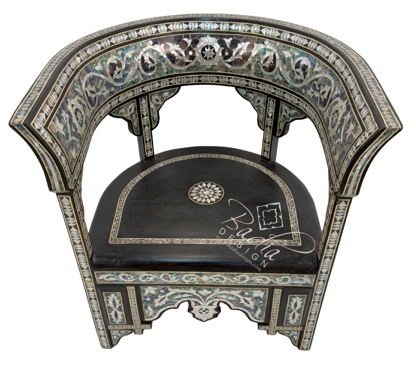 Intricately Designed White Mother of Pearl Inlay Chair