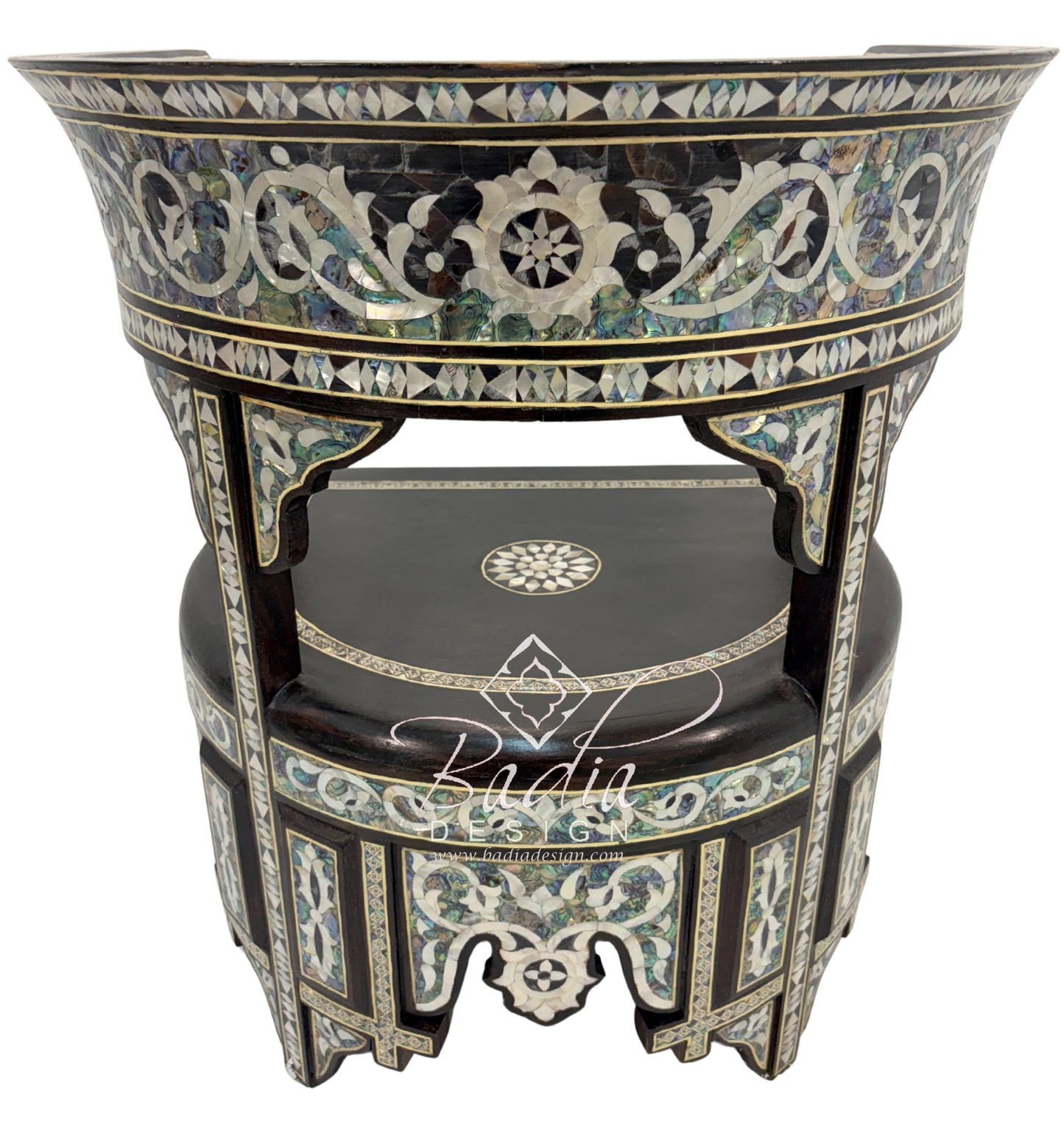 Intricately Designed White Mother of Pearl Inlay Chair