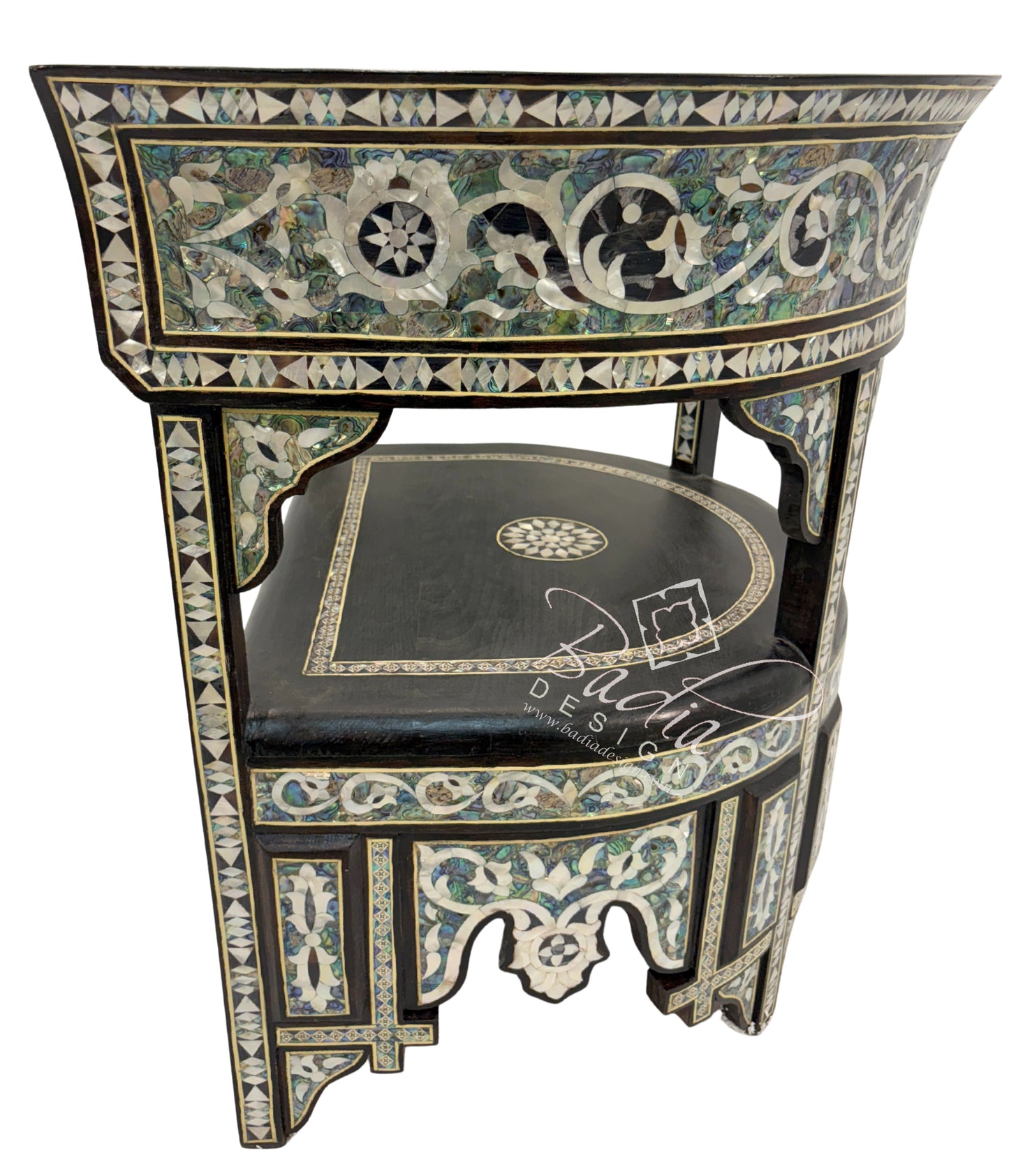 Intricately Designed White Mother of Pearl Inlay Chair