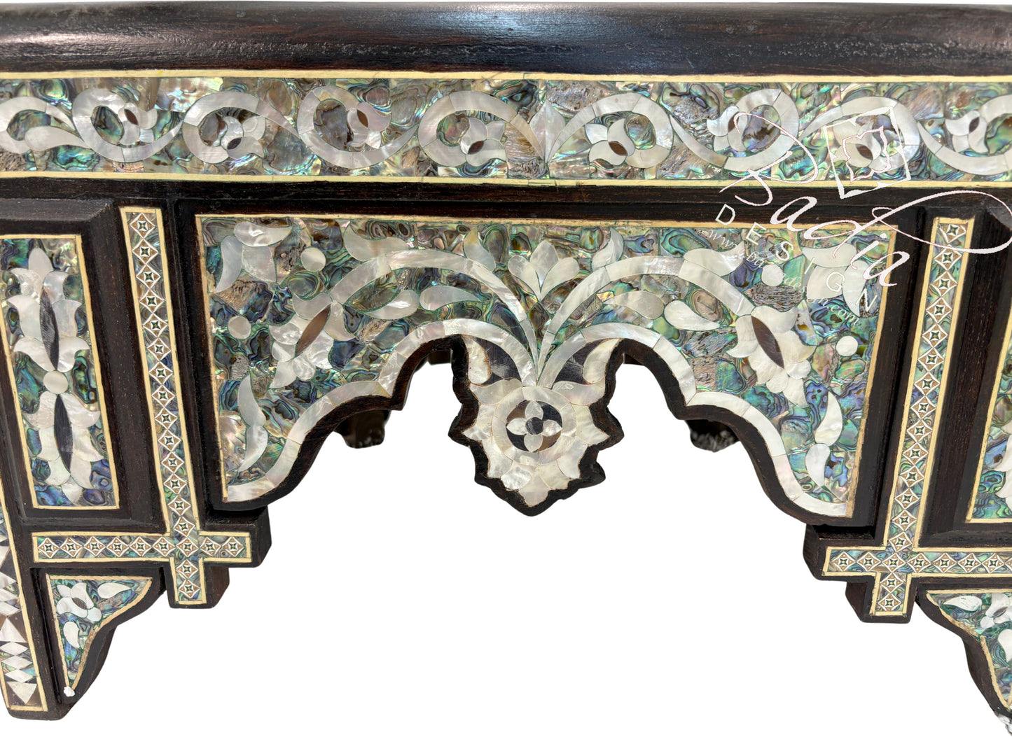 Intricately Designed White Mother of Pearl Inlay Chair