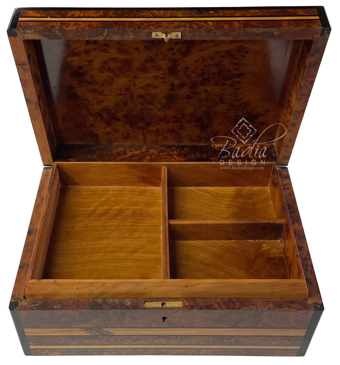 Wooden Thuya Jewelry Box with Storage Compartment