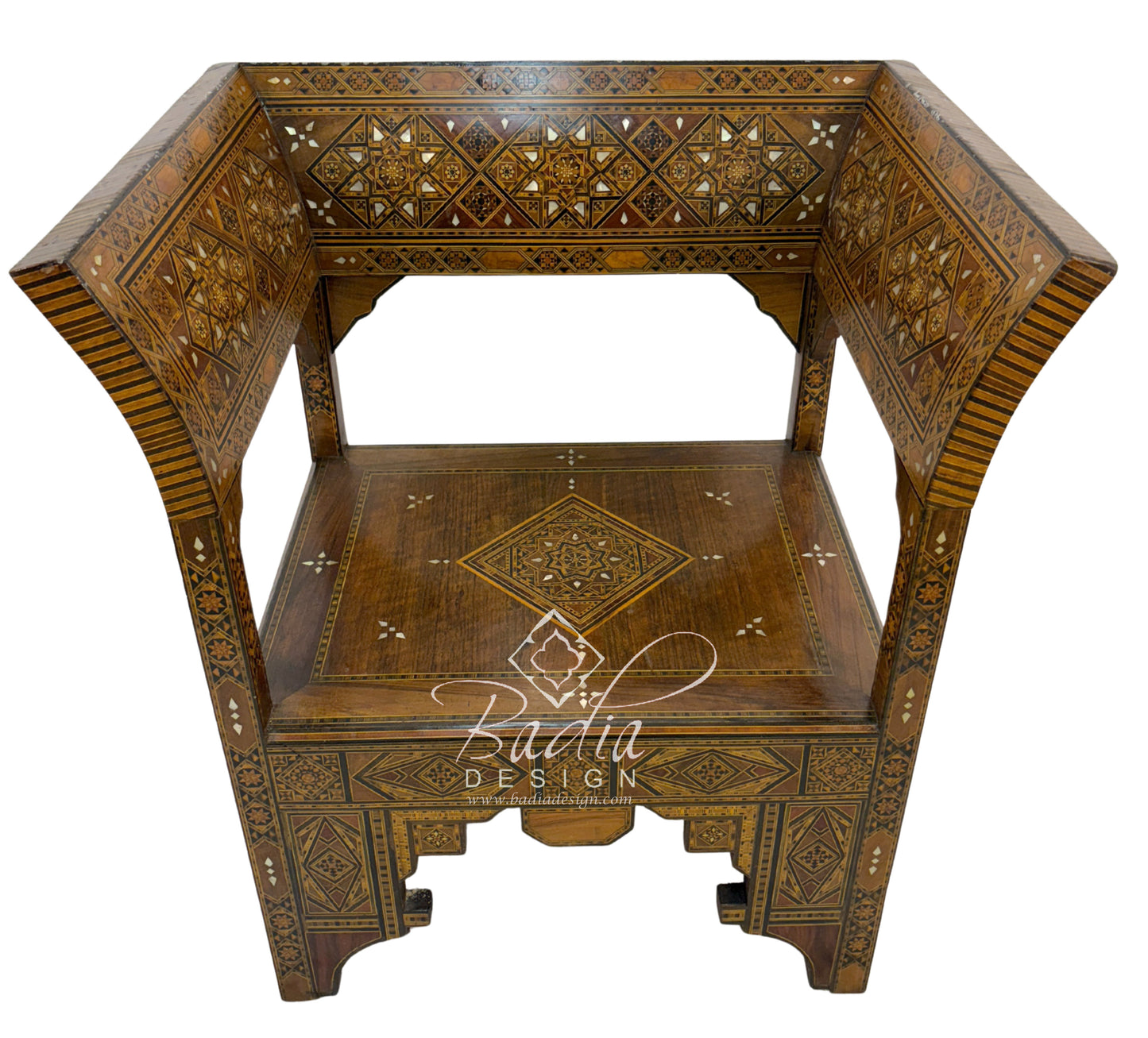 Handcrafted Mother of Pearl Inlay Chair