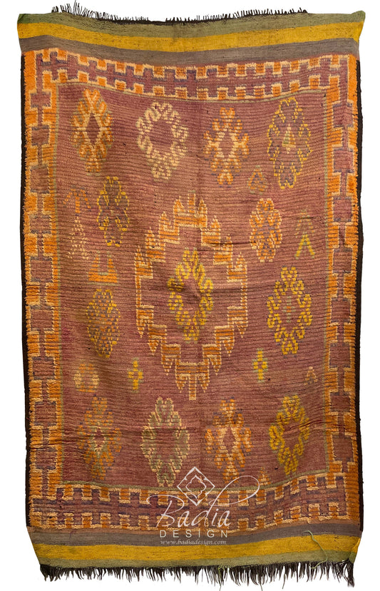 Small Multi-Color Moroccan Rug with Tribal Designs