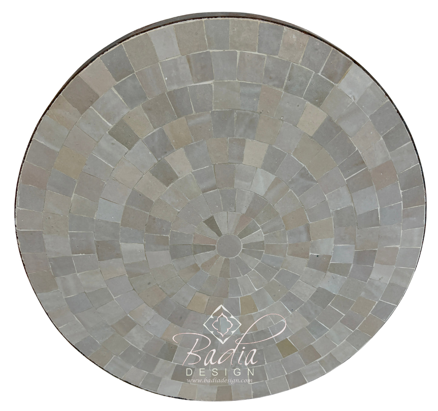 24 Inch Round Beige Multi-Shade Tile Table Top