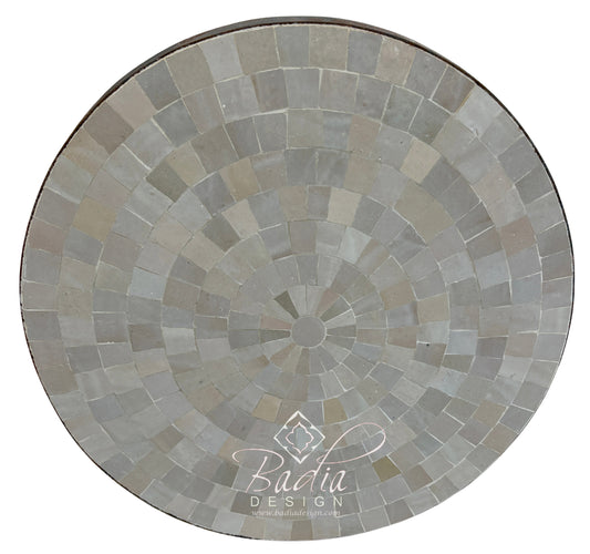 24 Inch Round Beige Multi-Shade Tile Table Top