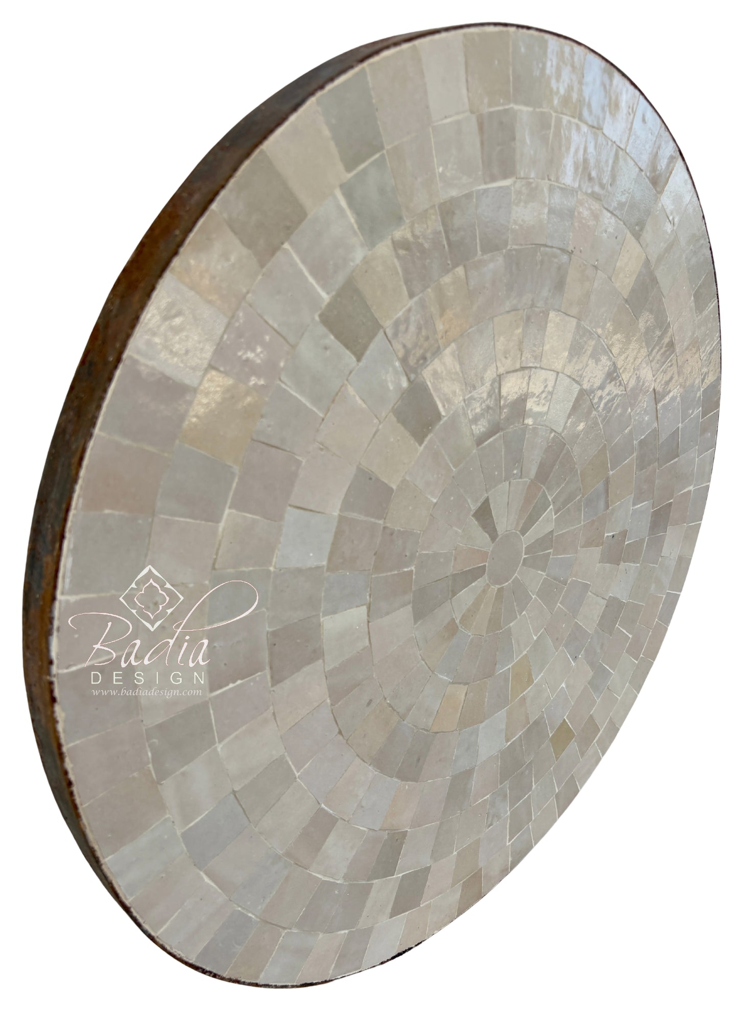 24 Inch Round Beige Multi-Shade Tile Table Top