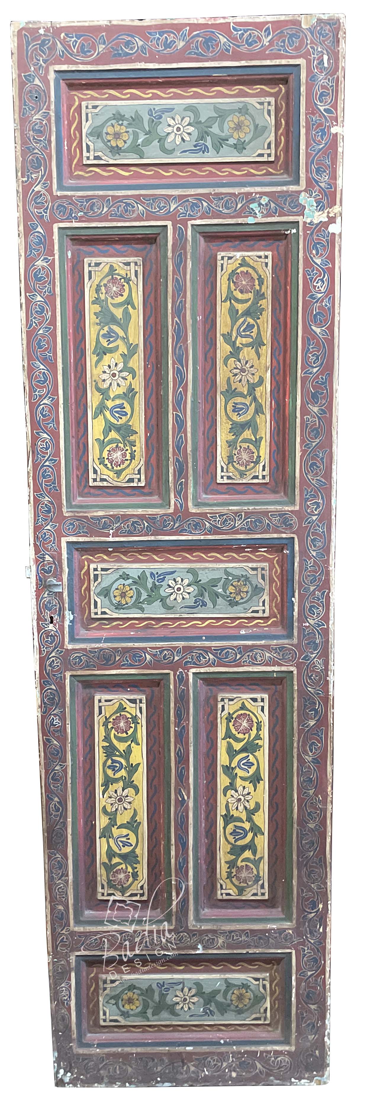 Tall Vintage Hand Painted Wooden Door - HPD032