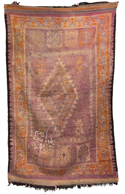 Vintage Multi-Color Berber Rug with Tribal Designs