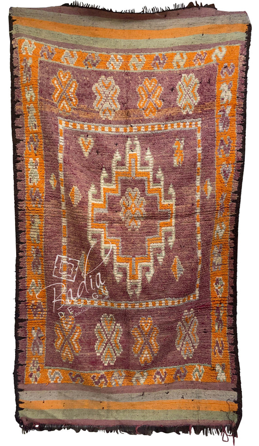 Vintage Multi-Color Berber Rug with Tribal Designs