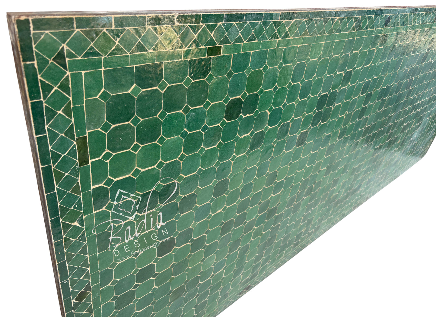 95" x 40" Moroccan Multi-Tone Green Mosaic Tile Table