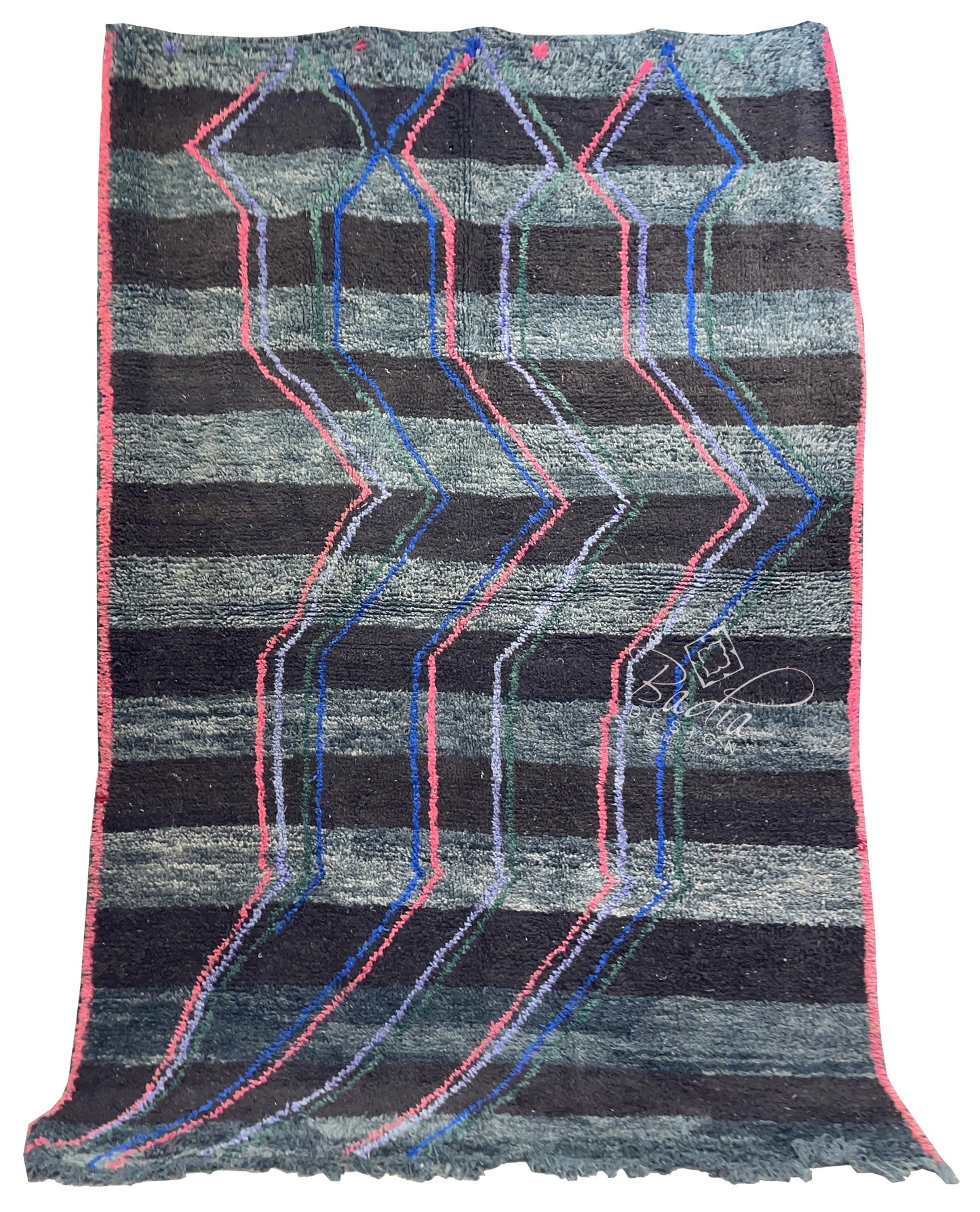 Black-Gray Multi-Color Moroccan Berber Rug