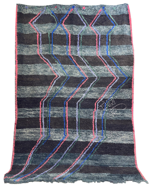 Black-Gray Multi-Color Moroccan Berber Rug