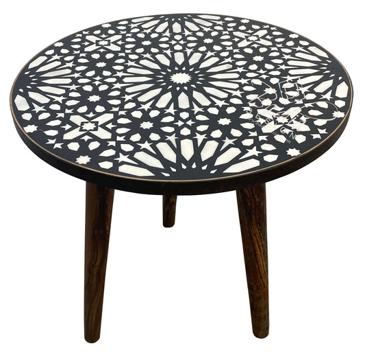 Black and White Resin Inlay Table