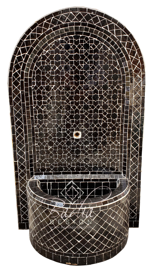 Black Moroccan Mosaic Tile Water Fountain