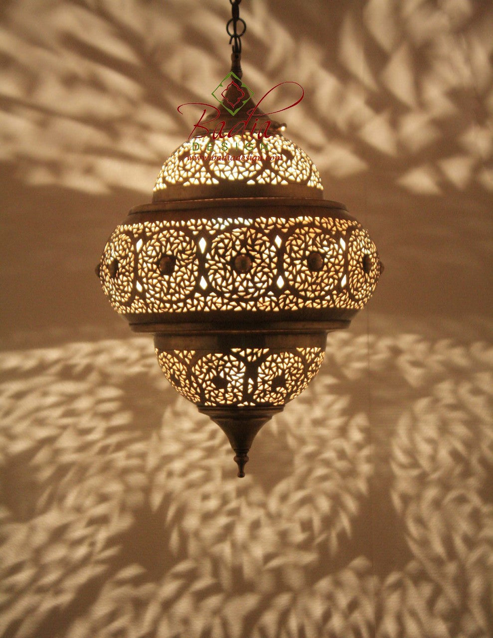 Brass Lantern with White Glass Eyelets