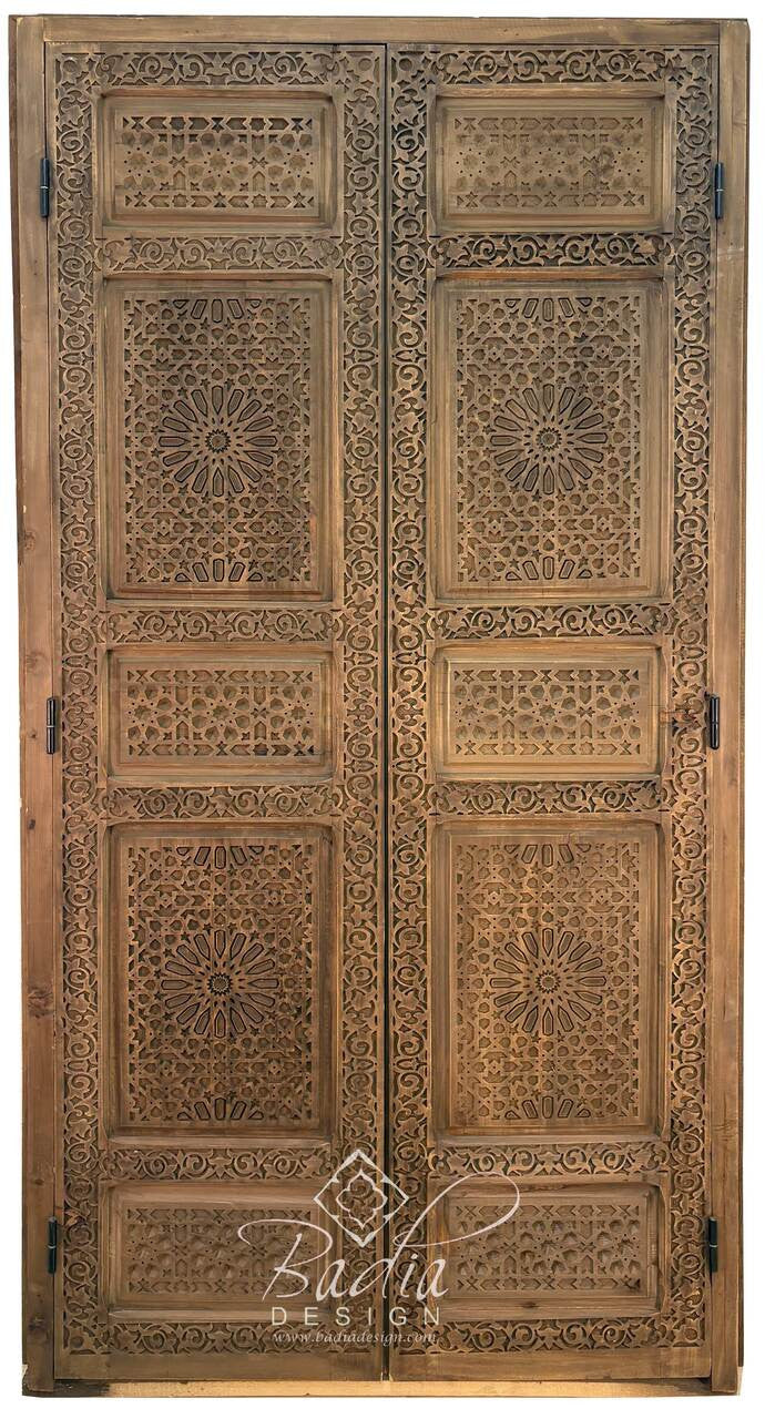 Stained Hand Carved Wooden Door