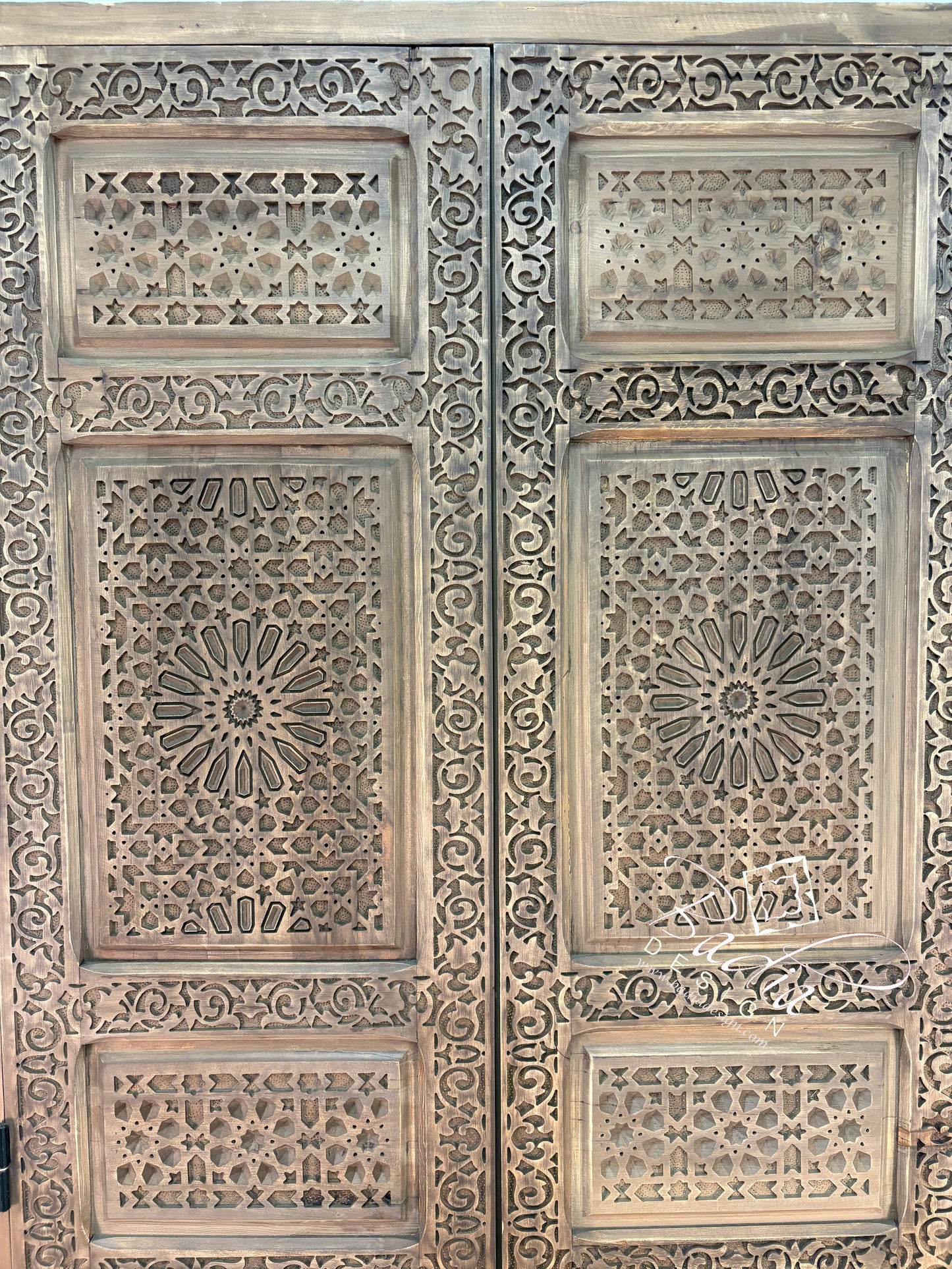 Stained Hand Carved Wooden Door