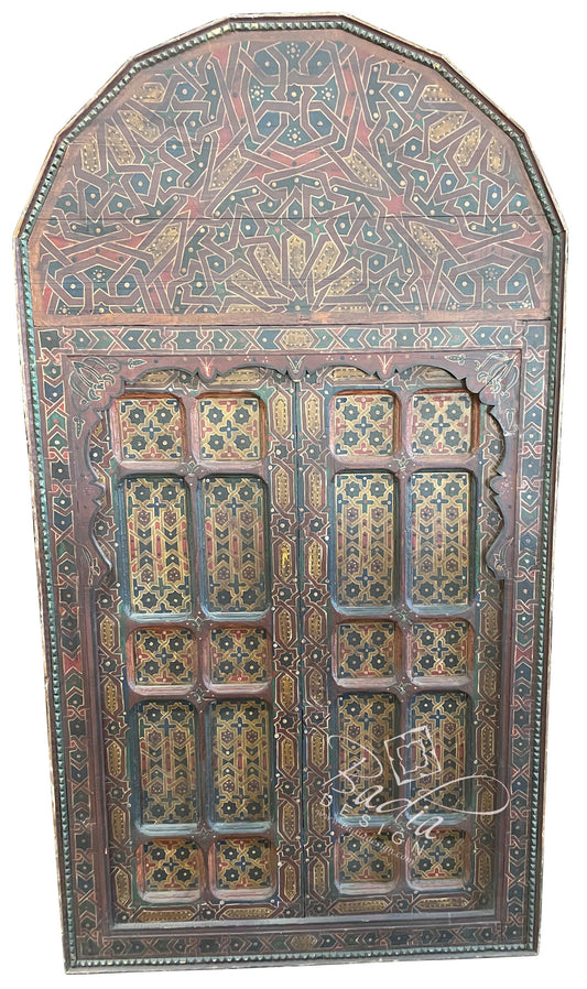 Arch Top Multi-Color Hand Painted Wooden Door - HPD033
