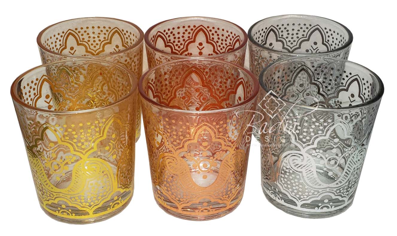 Clear with Multi Color Design Beverage Glasses - DOF34-202
