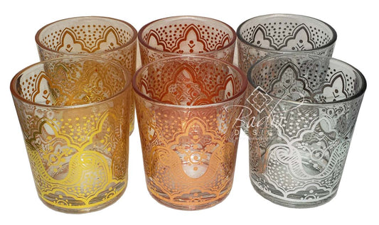 Clear with Multi Color Design Beverage Glasses - DOF34-202