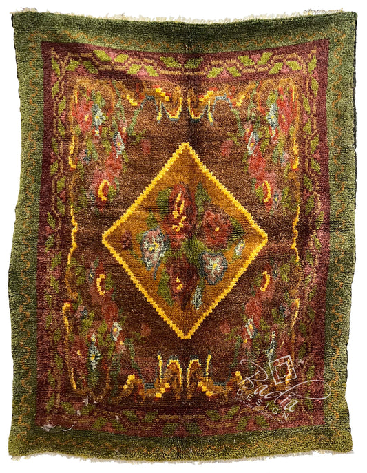 Colorful Green Turkish Rug