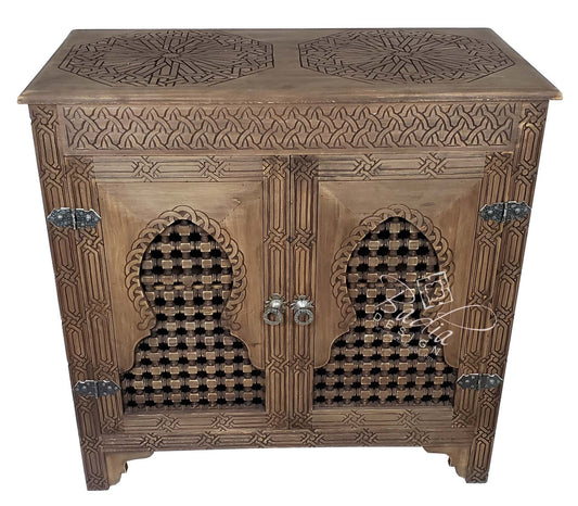 Two Door Hand Carved Wooden Cabinet