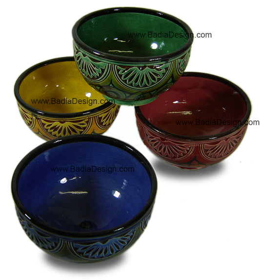 Hand Painted Carved Ceramic Bowls