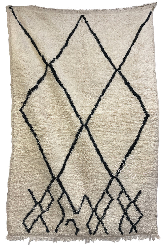 Small Cream Color Moroccan Rug