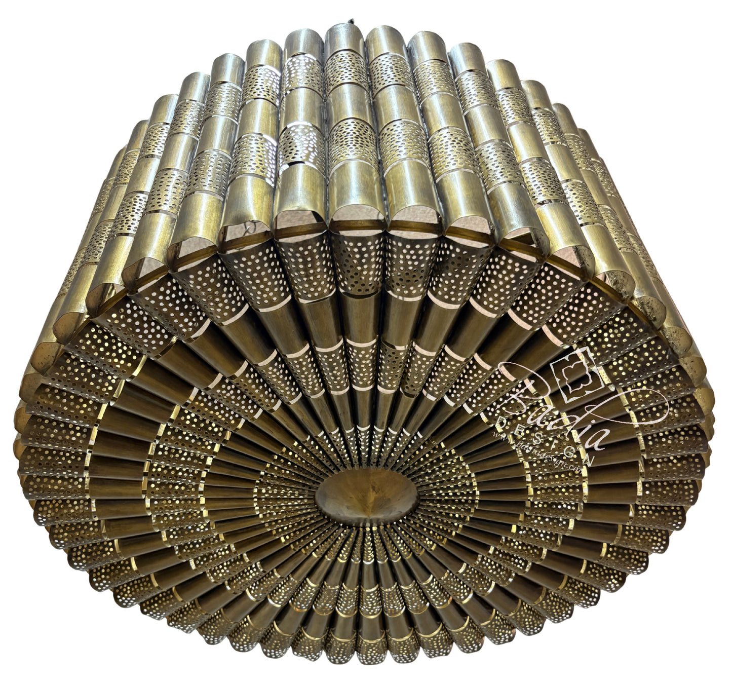 Cylindrical Drum Shaped Brass Chandelier