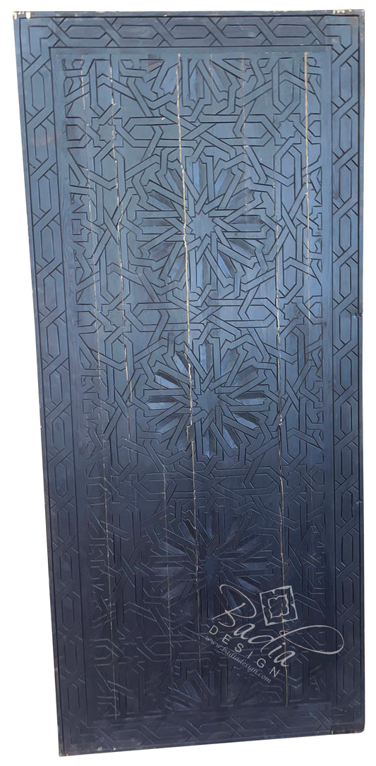 Dark Stained Hand Carved Wooden Door - CWD039