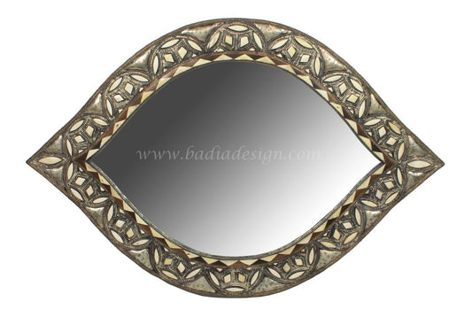 Carved Metal and Bone Inlay Mirror