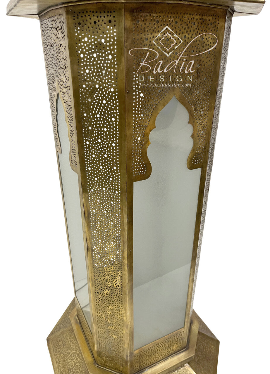 Large Intricately Designed Brass Floor Lantern