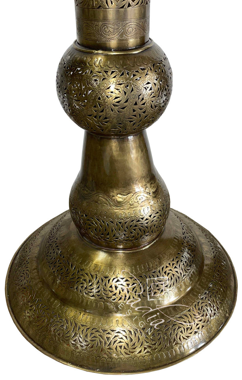Tall Beaded Brass Floor Lantern