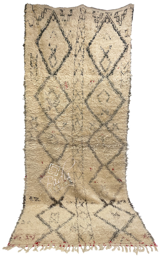 Long Traditional Beige Moroccan Berber Rug
