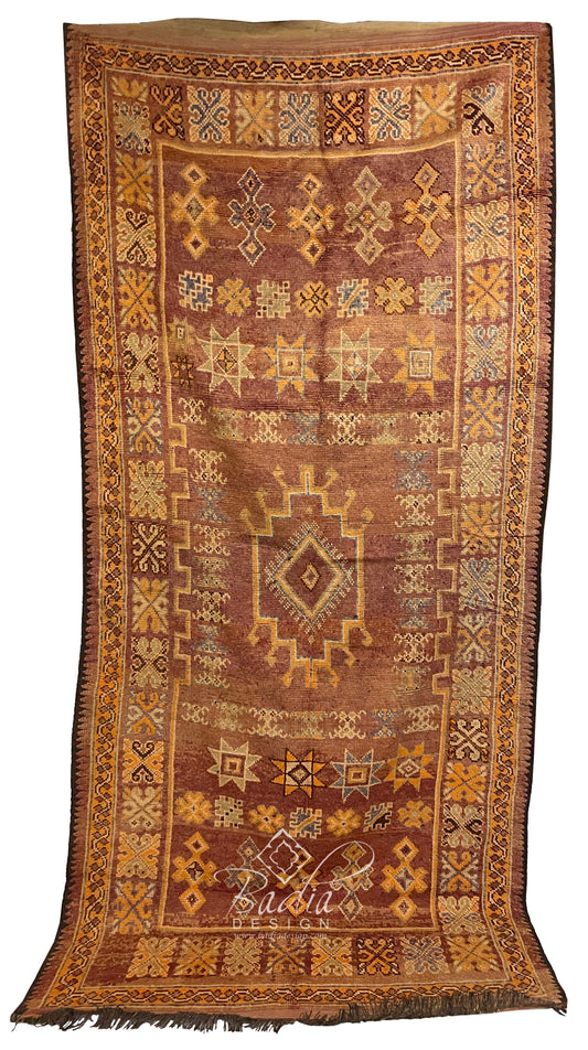 Vintage Red Multi-Color Moroccan Tribal Rug