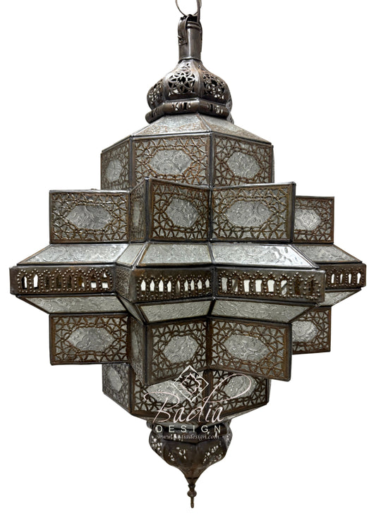 Large White Frosted Glass Lantern