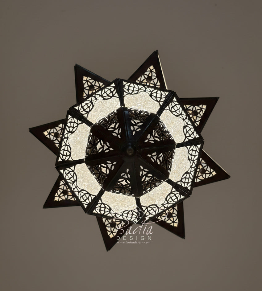 Large White Frosted Glass Lantern