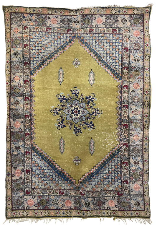 Green Multi-Color Handwoven Berber Rug
