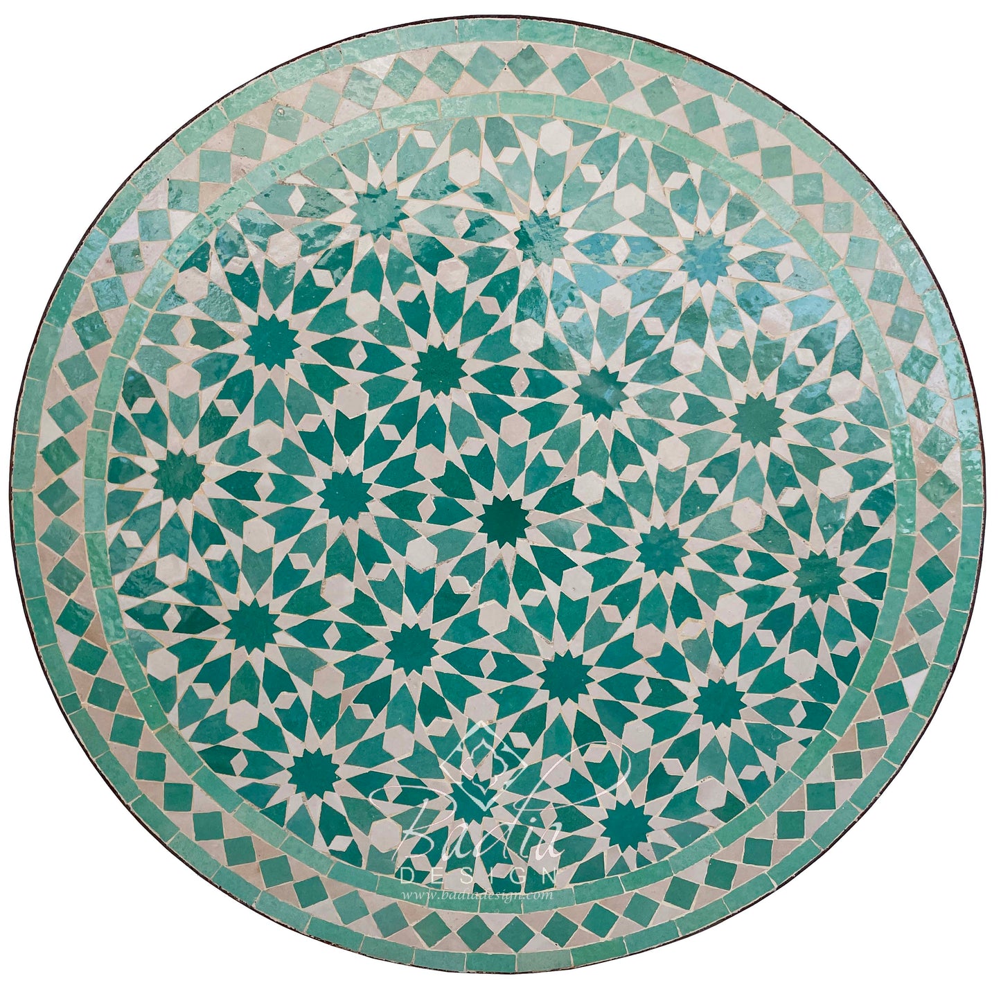 Green Intricately Designed Mosaic Tile Table Top