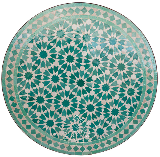 Green Intricately Designed Mosaic Tile Table Top