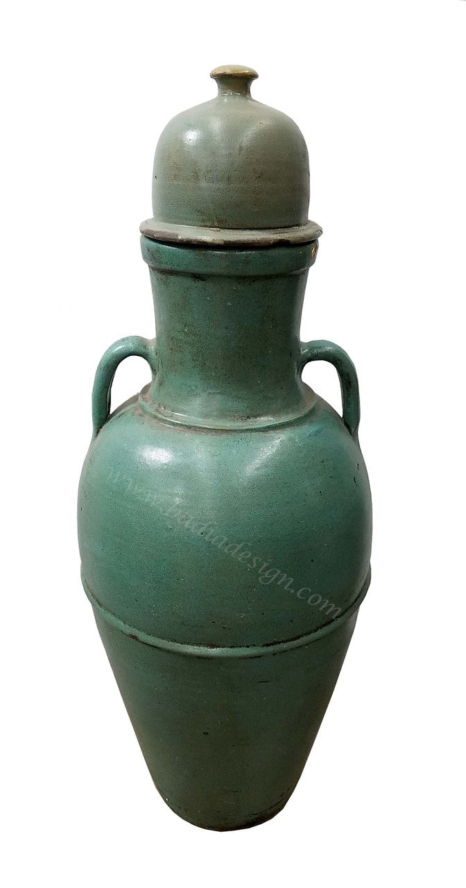 Green Moroccan Hand Painted Ceramic Urn