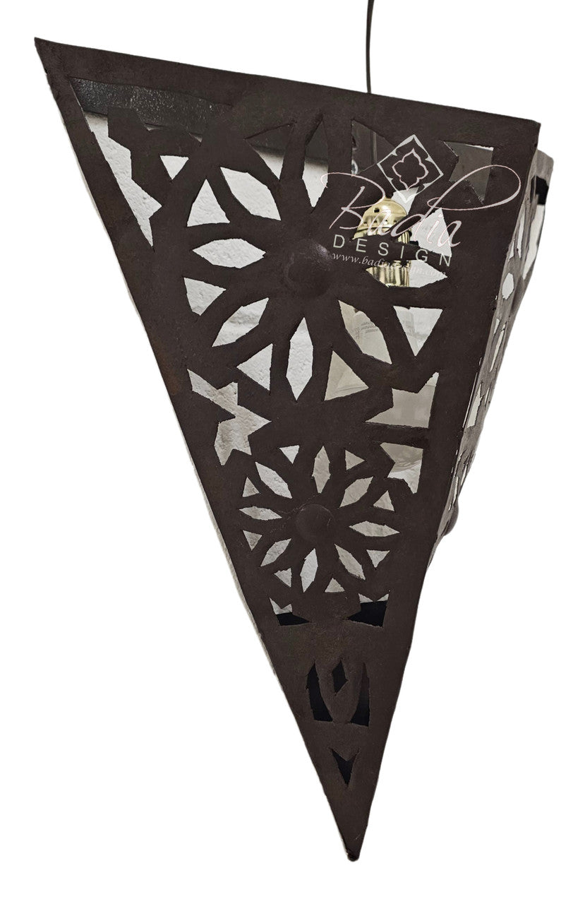 Rustic Iron Wall Sconce with Geometric Pattern