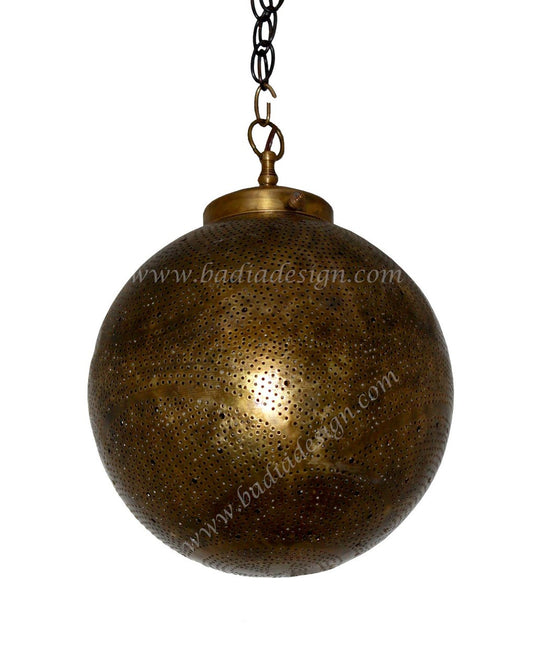 Hand Punched Hanging Brass Lantern