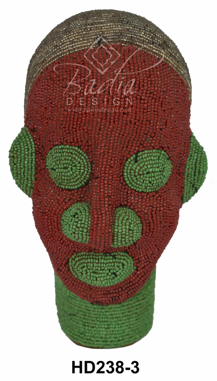 Handmade African Beaded Head Sculptures