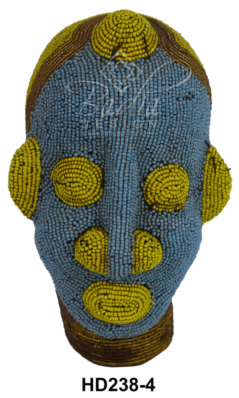 Handmade African Beaded Head Sculptures