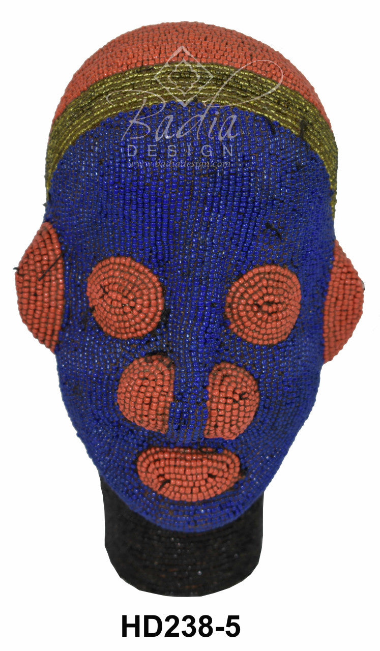 Handmade African Beaded Head Sculptures