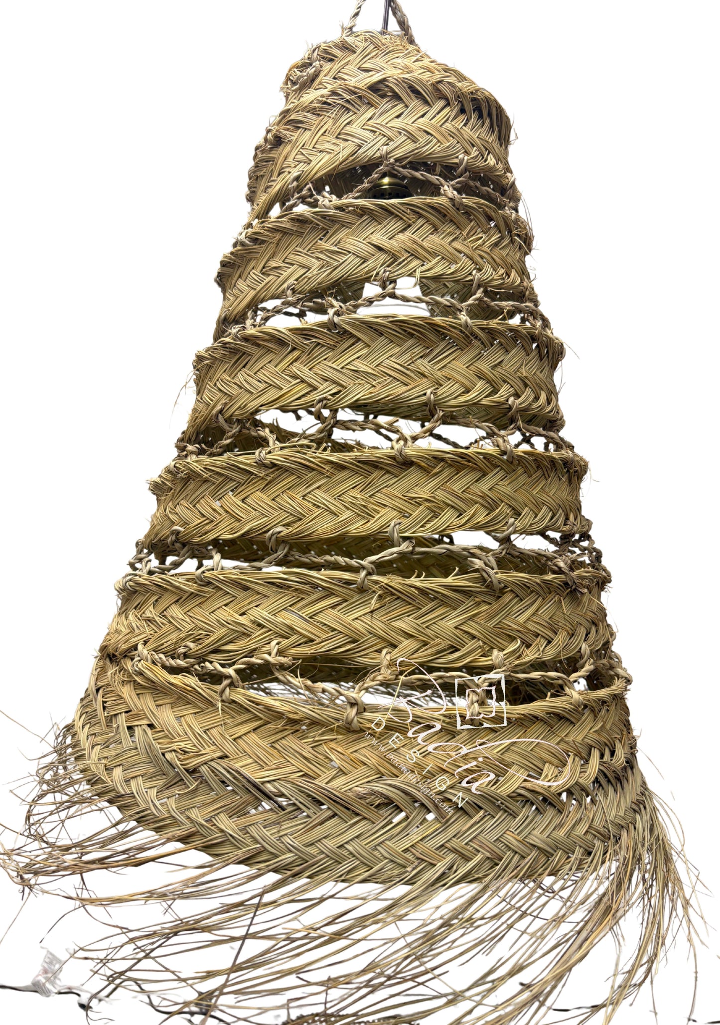 Tall Cone Shaped Raffia Lantern
